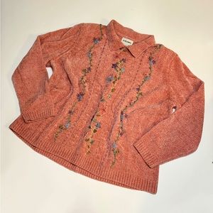 Alfred Dunner Vintage Pink Embroidered Sweater